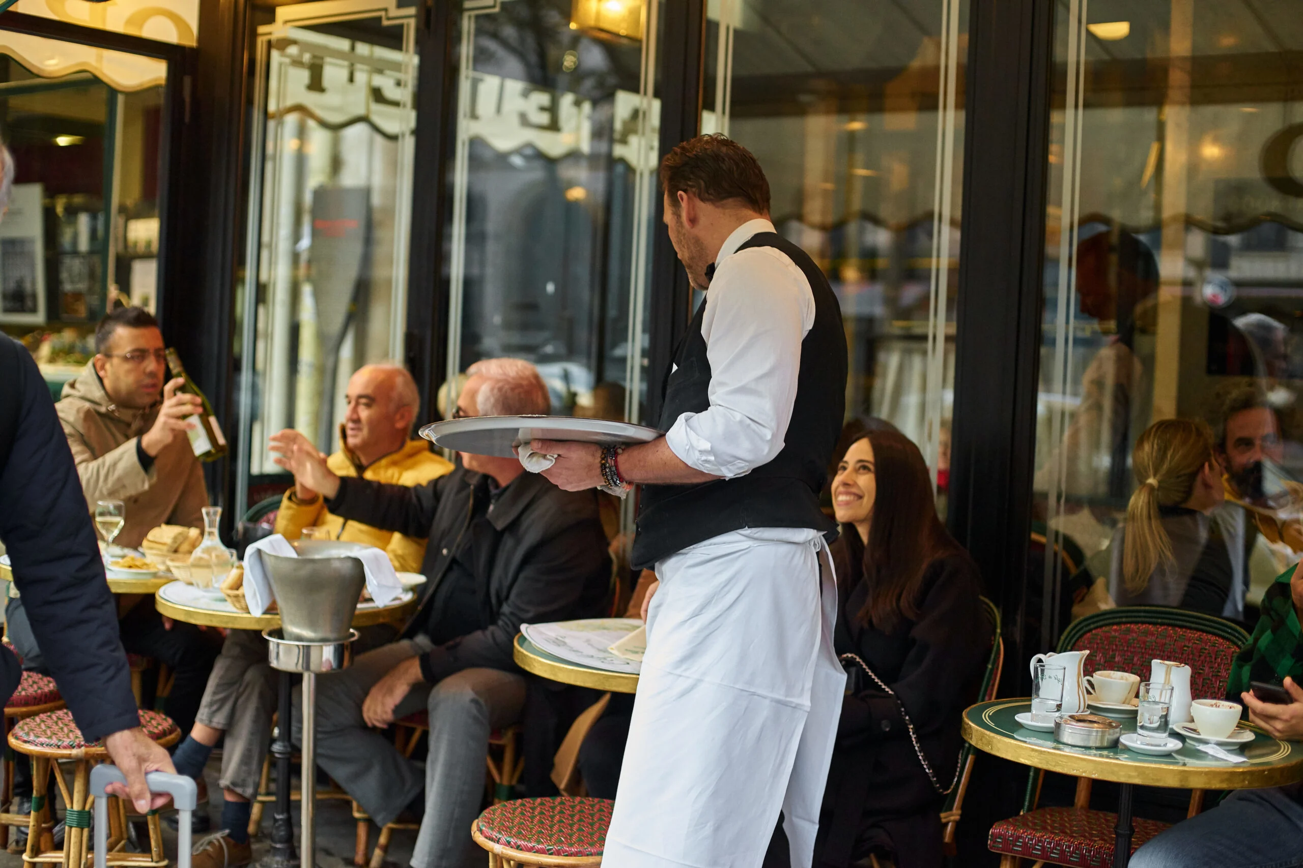 Paris,,france, ,10,november,2019:,waiter,serving,coffee,at