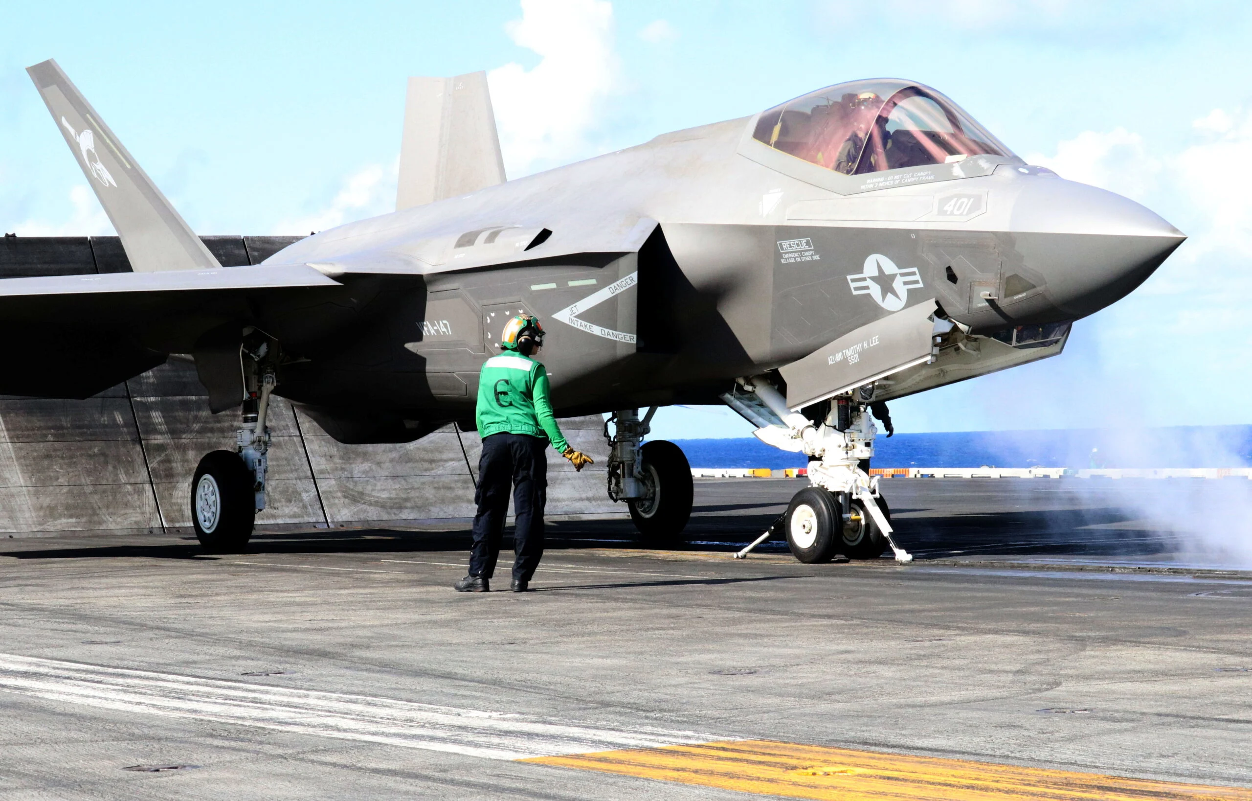 F 35c Prepares To Catapult From The Deck Of The Uss Carl Vinson In The Western Pacific, South Of Japan
