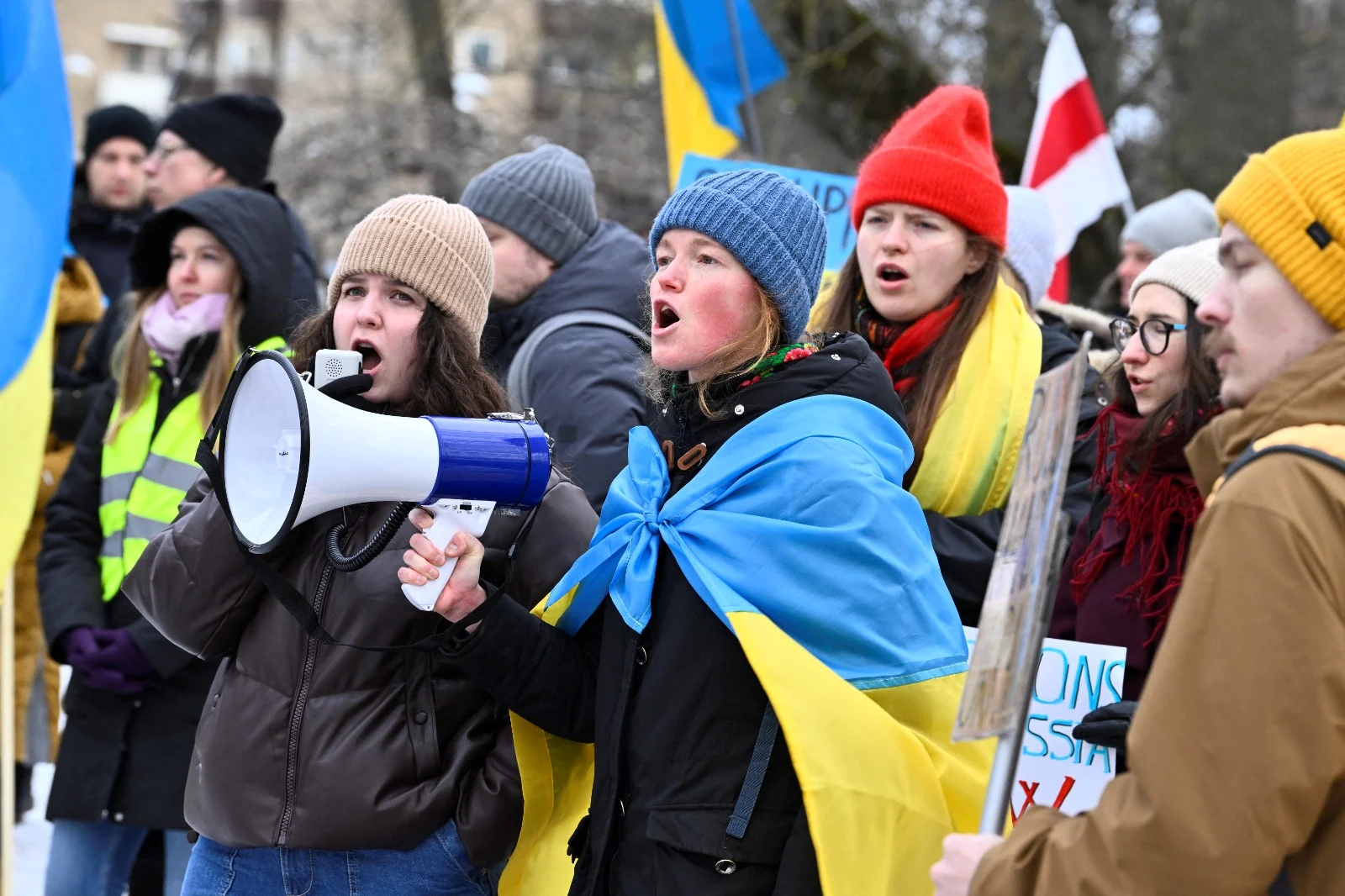 הפגנות פרו-אוקראיניות מול שגרירות רוסיה בשטוקהולם, שוודיה