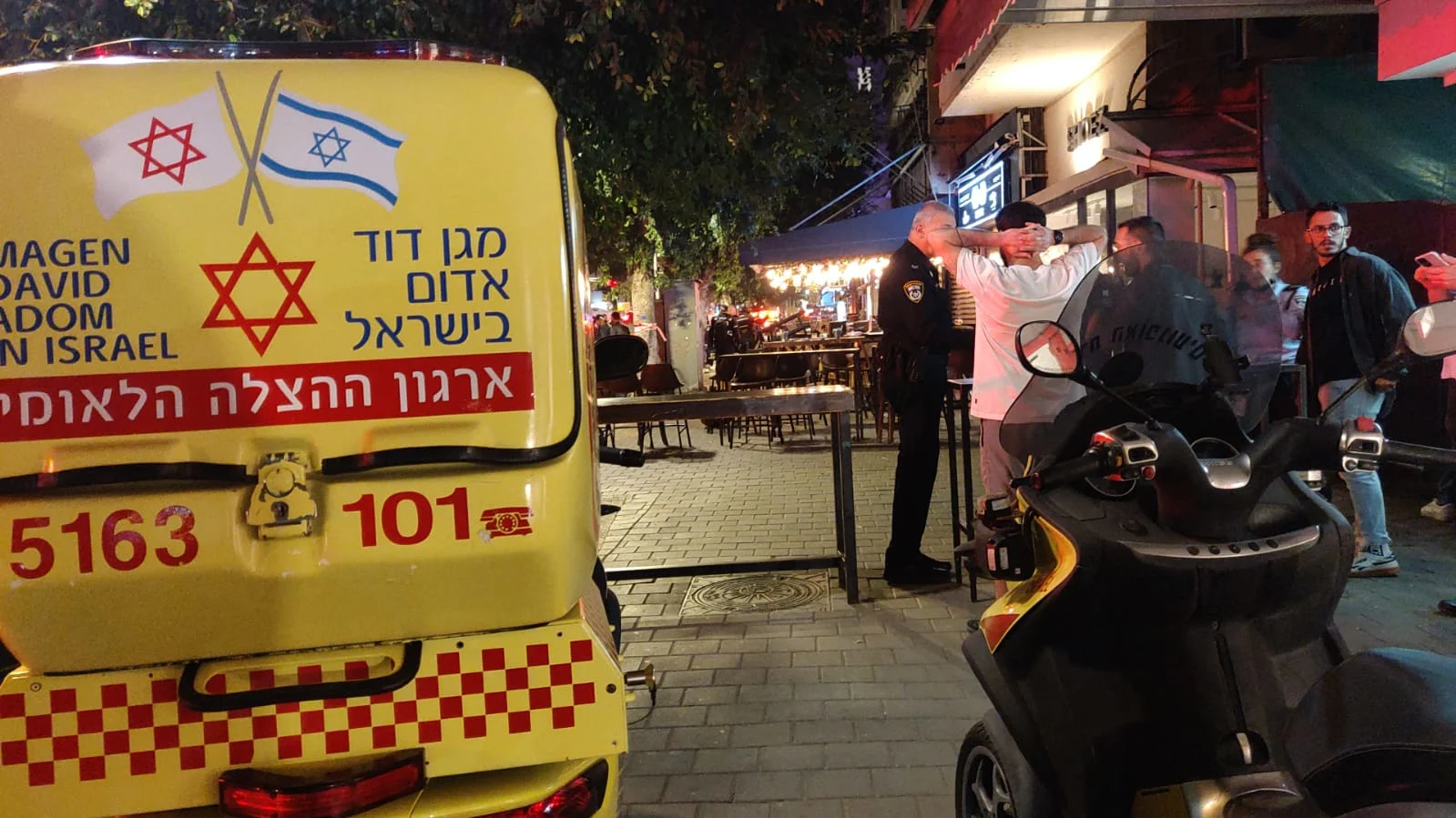 זירת פיגוע הירי ברחוב דיזינגוף בתל אביב