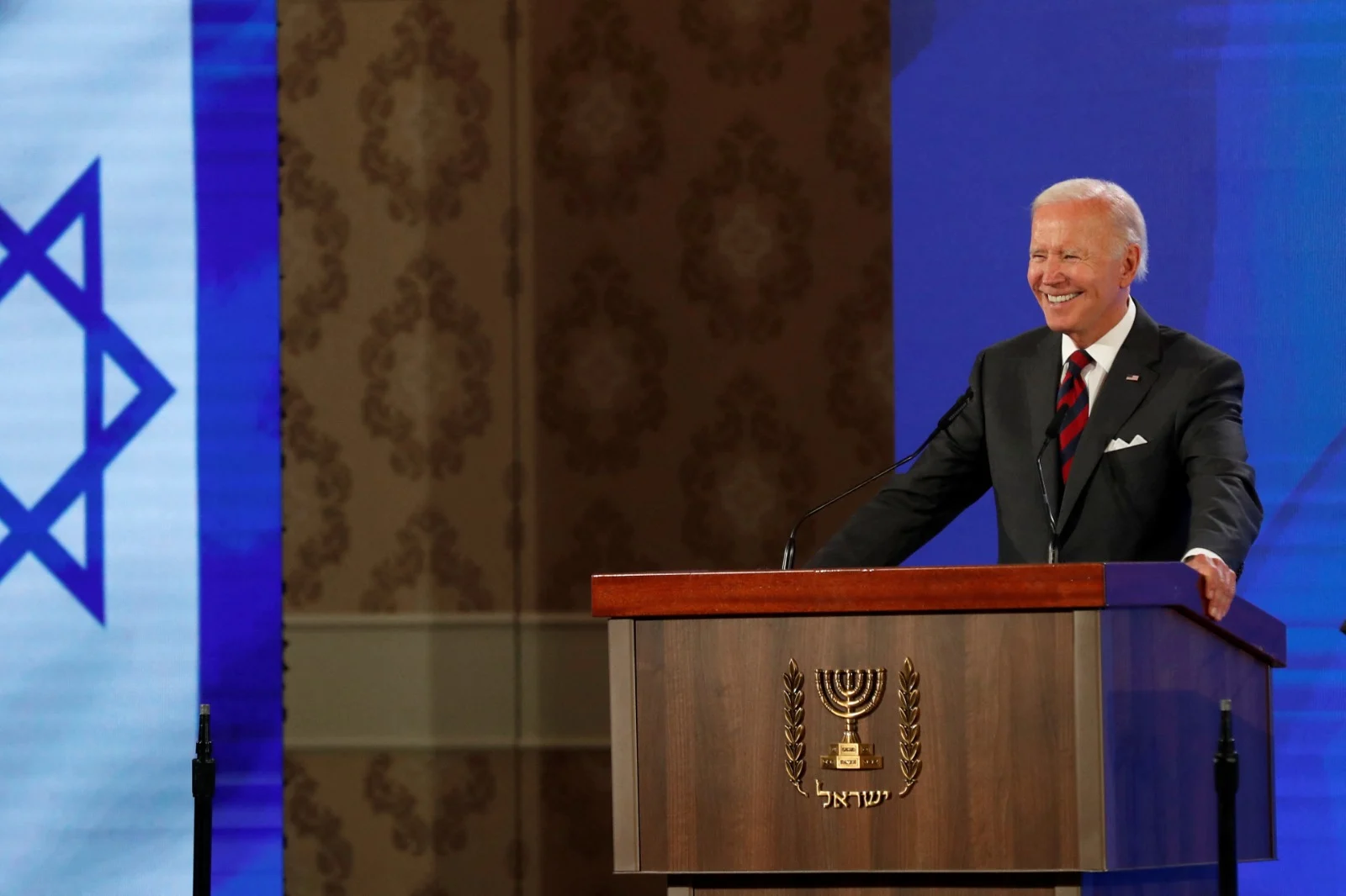 נשיא ארה''ב ג'ו ביידן לאחר החתימה על הצהרת ירושלים