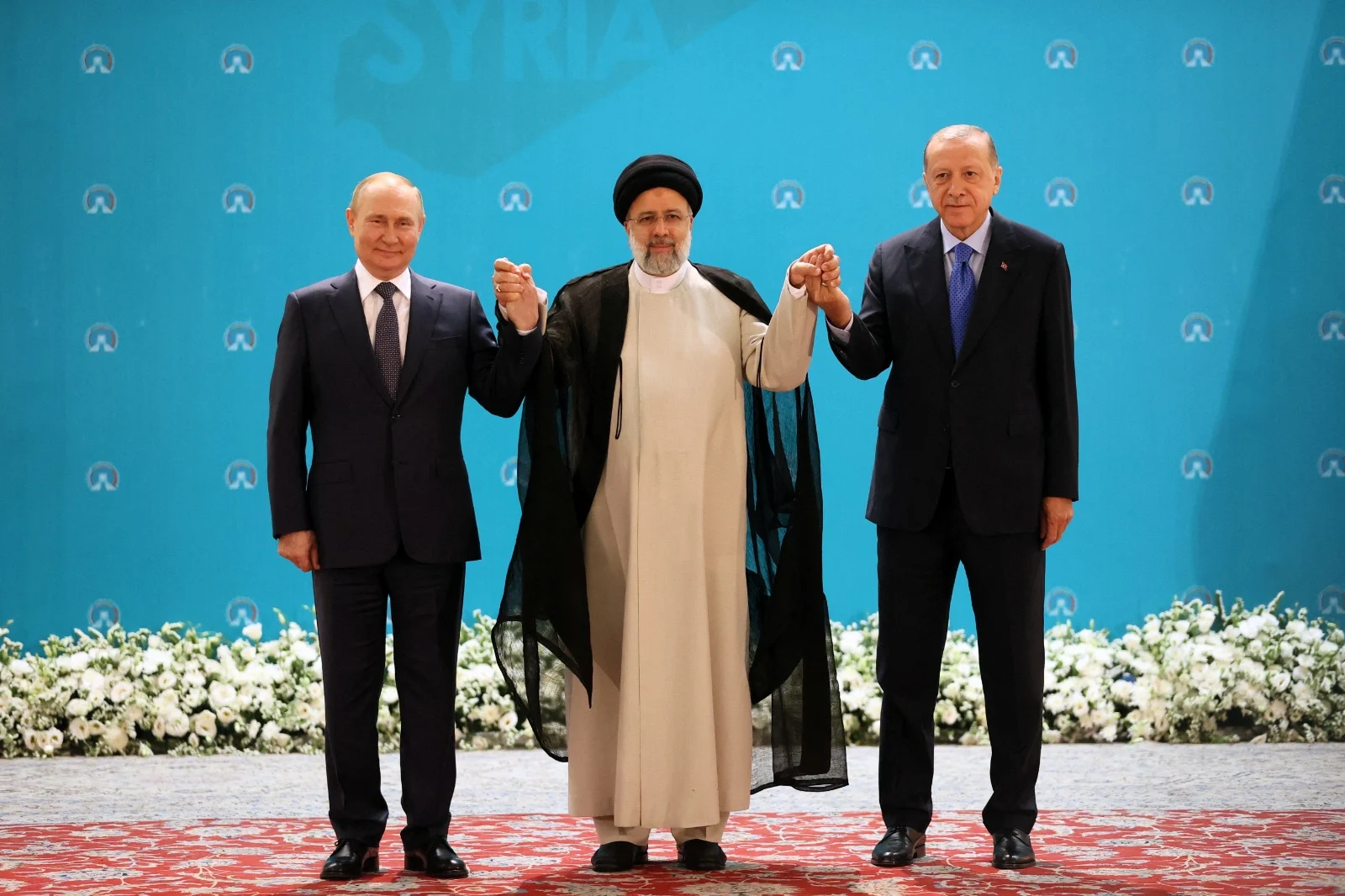 הפסגה בטהרן. נשיא המדינות של טורקיה, איראן ורוסיה