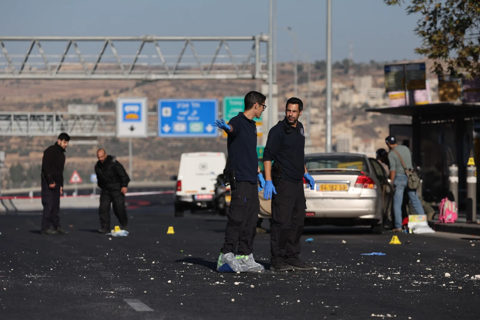 זירת הפיגוע בכניסה לירושלים