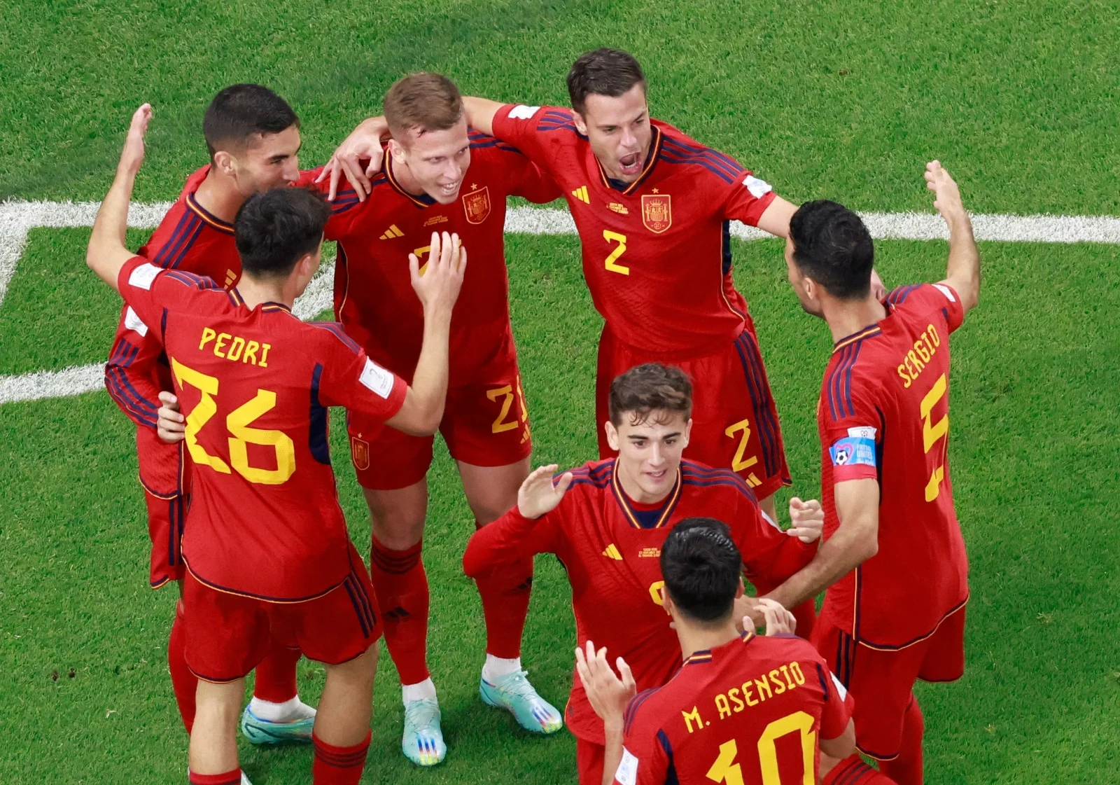 נבחרת ספרד חוגגות מול קוסטה ריקה מונדיאל 2022 בקטר