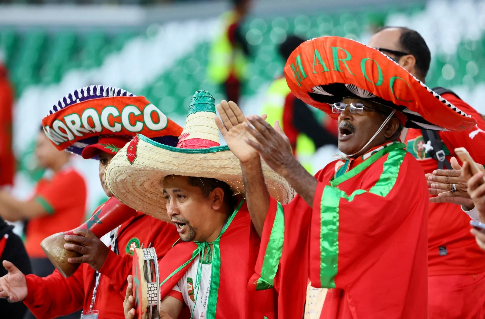 אוהדי מרוקו לפני המשחק מול ספרד מונדיאל 2022 בקטר