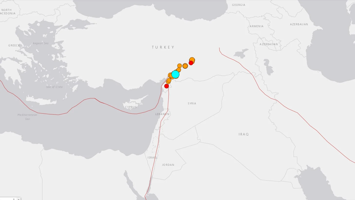 מוקדי רעידת האדמה בטורקיה