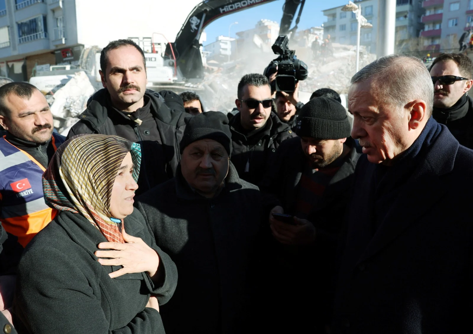 הנשיא ארדואן בזירת האסון בגזנטיפ, טורקיה