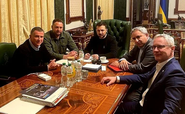 פגישתם של יולי אדלשטיין וזאב אלקין עם הנשיא זלנסקי