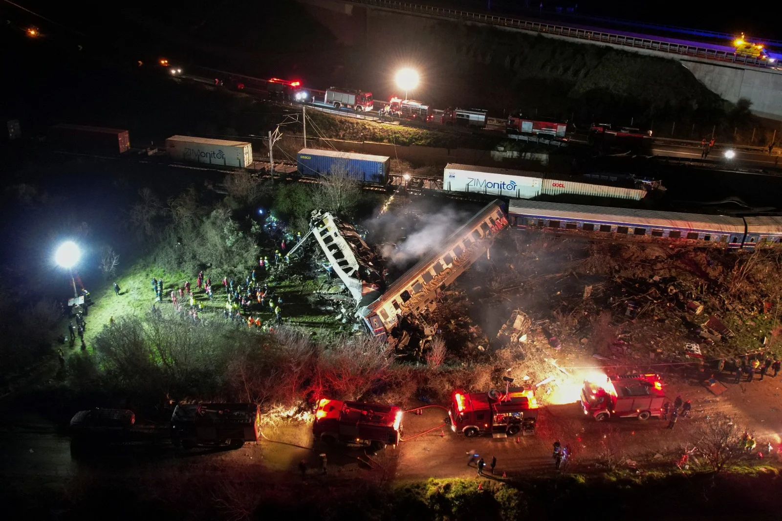 זירת תאונת הרכבת ביוון