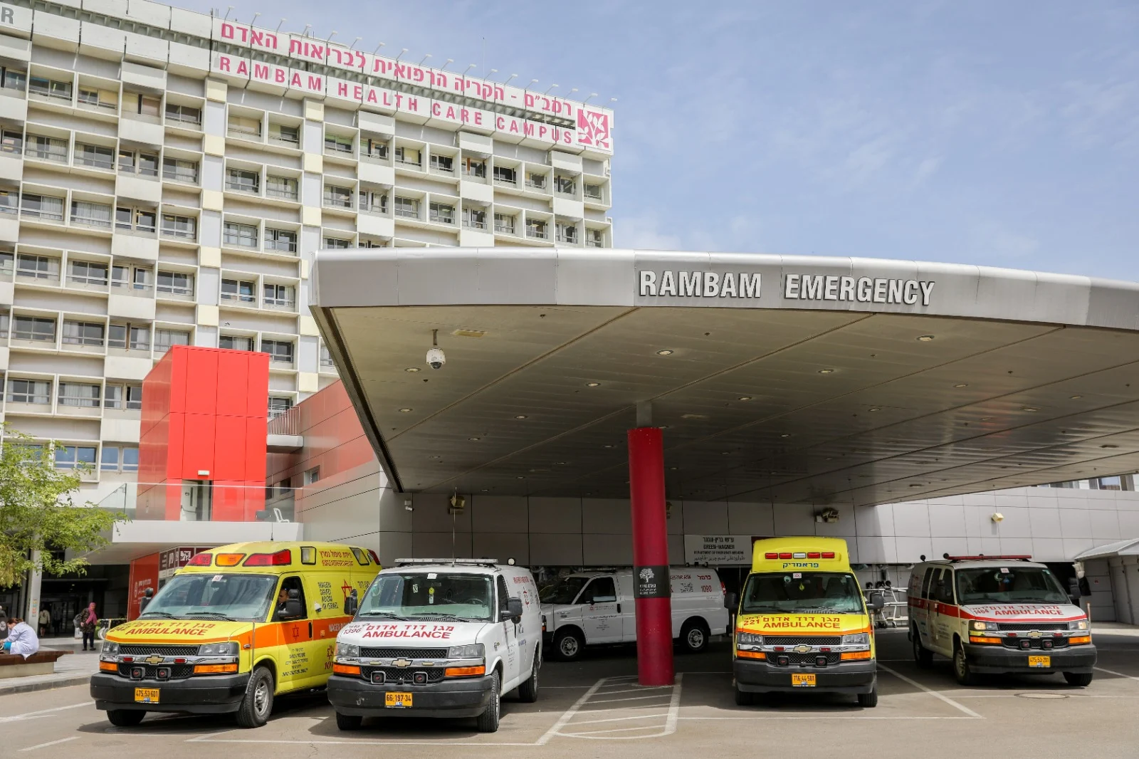 אמבולנסים בכניסה לחדר המיון בבית החולים רמב"ם בחיפה (ארכיון)