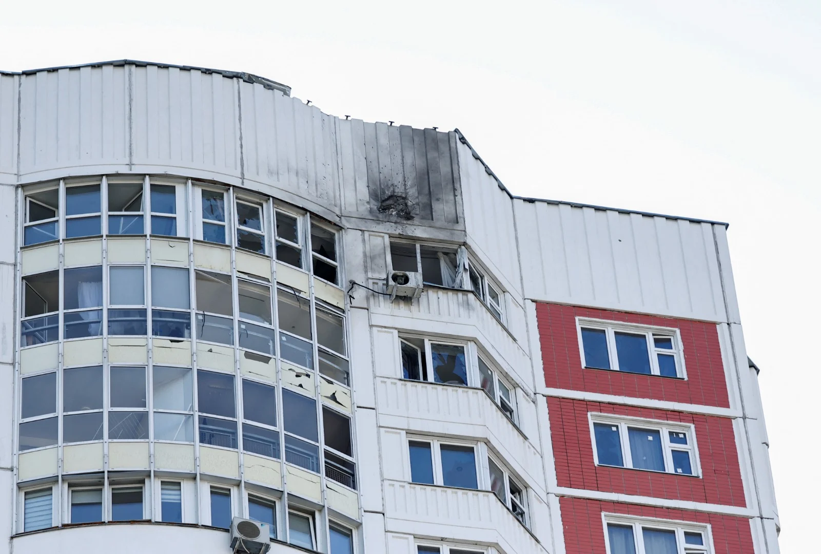 בניין שנפגע ממל''ט במוסקבה