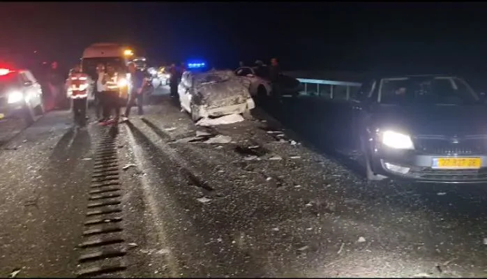 זירת התאונה בכביש 6