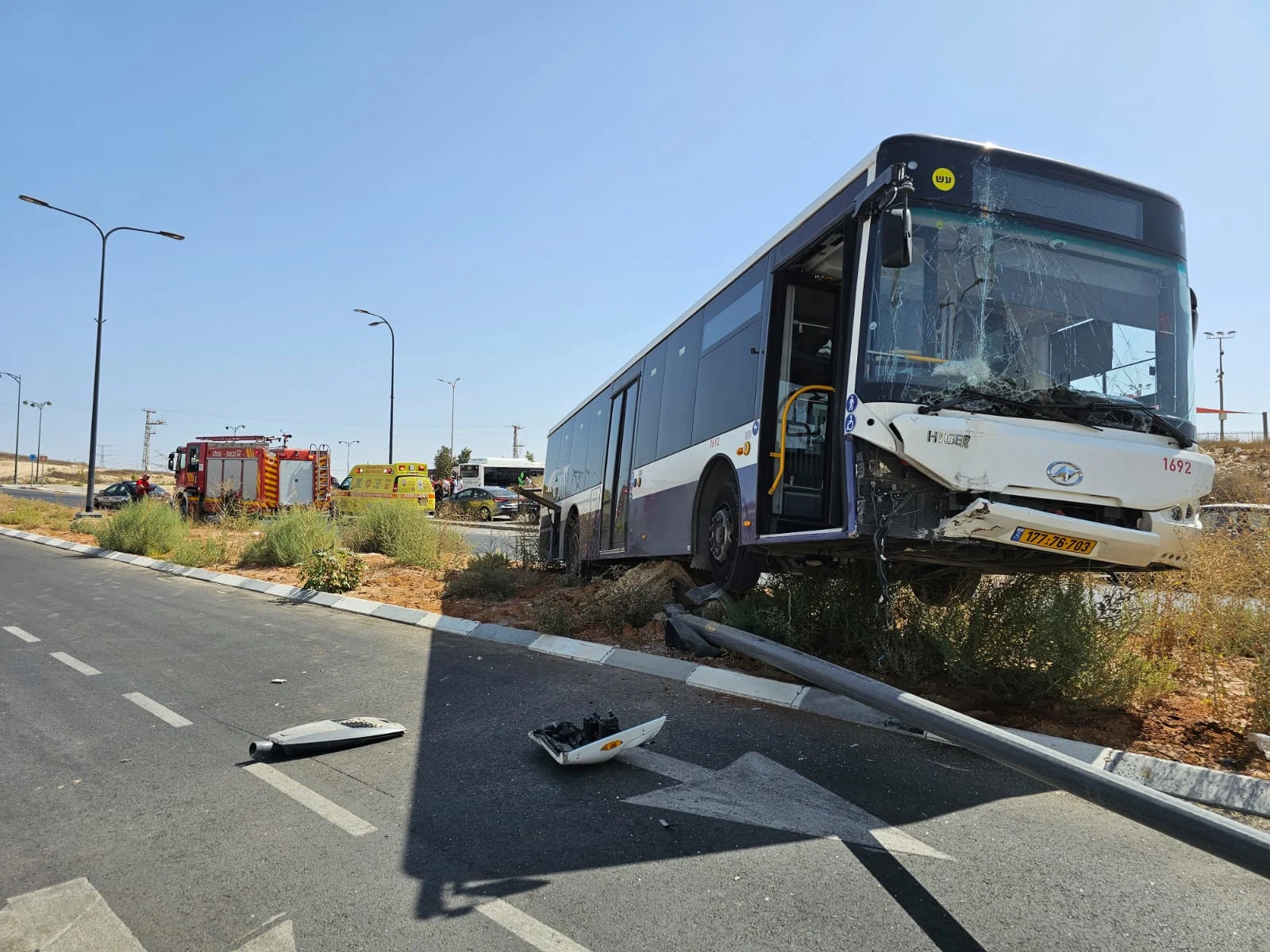 זירת תאונת האוטובוס בבאר שבע